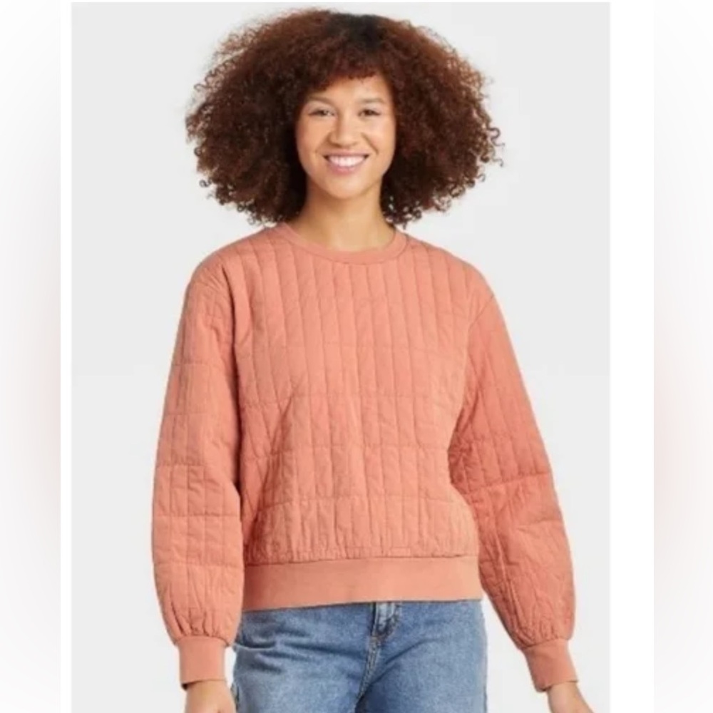 Universal Thread Cropped Quilted Pullover Sweatsh… - image 1